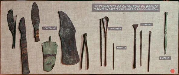 Narzędzia chirurgiczne, znalezione w Egipcie przez Antoine Barthelemy Clot Bey (1793-1868) (brąz)